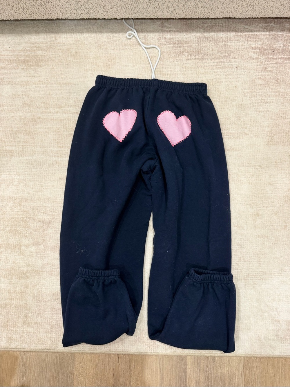 Navy Track Joggers with Pink Heart Patches